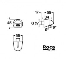 MEDIDAS ROCIADOR DUCHA ANTIVANDALICO FIT-N ROCA